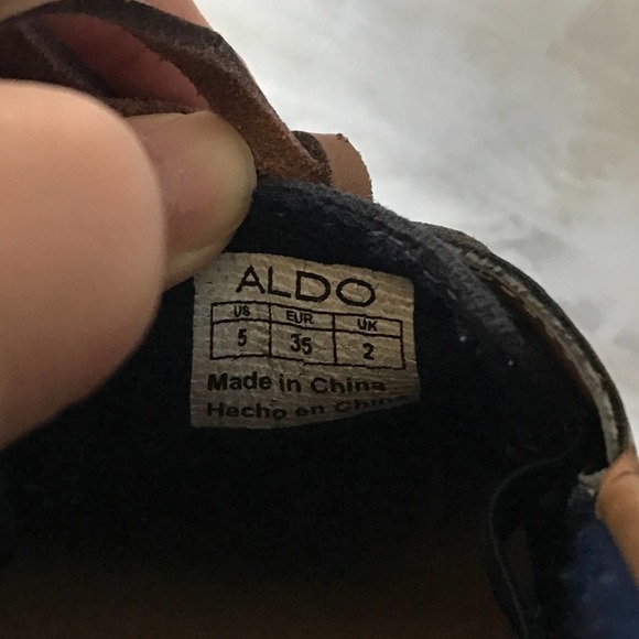 A11).   ALDO GERCHAK Lace Flats & Loafers Brown Blue Sz 5 - Picture 7 of 7